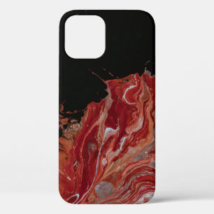 赤と白絵画抽象芸術 iPhone 12ケース