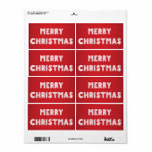 赤と白聖降誕祭ラベル ラベル (フルシート)