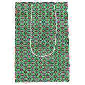 赤と白花の模様葉が緑 ミディアムペーパーバッグ (裏面)