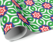 赤と白花の模様葉が緑 ラッピングペーパー (ロールコーナー)