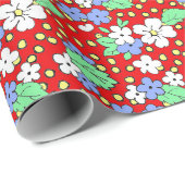 赤と白花フローラ包装紙 ラッピングペーパー (ロールコーナー)