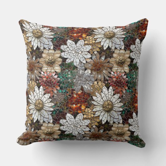 赤と白花 クッション (正面)