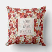 赤と白花 クッション (正面)