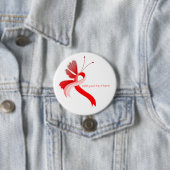 赤と白認識度リボン蝶ボタン 缶バッジ (インサイチュ)