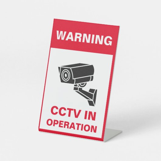 赤と白警告はっきりしたのセキュリティAフレーム 台座サイン (正面)