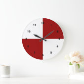 赤と白長方形 ラージ壁時計 (ホーム)