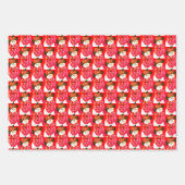 赤と白雪だるまデザイン ラッピングペーパーシート (正面2)