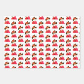 赤と白雪だるまデザイン ラッピングペーパーシート (正面)