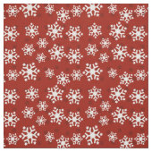 赤と白雪片パターン ファブリック (見本)
