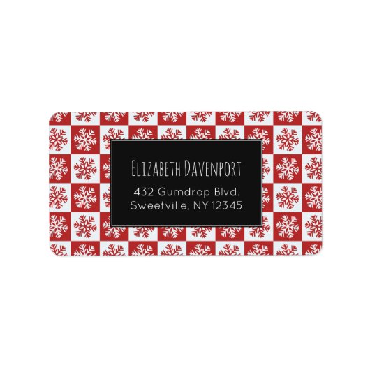 赤と白雪片パターン ラベル (正面)