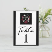 赤と白黒のバラスケルトンテーブル番号 招待状 (スタンド正面)