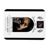 赤と白黒のバラスケルトン日付の保存 マグネット (横)