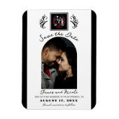 赤と白黒のバラスケルトン日付の保存 マグネット (縦)