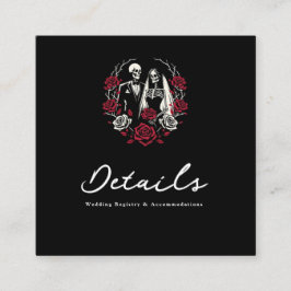 赤と白黒のバラ結婚スケルトンの詳細 スクエア名刺