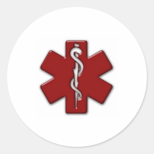 赤と白3D ラウンドシール (正面)