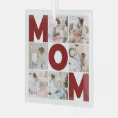 赤と白6フォトコラージママ ガラスオーナメント (正面左)