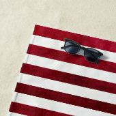赤と白Fabric TextureのストライプOptions by StAylor ビーチタオル (インサイチュ)
