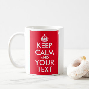 赤と白Keep Calm and Carry On コーヒーマグカップ