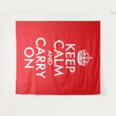赤と白Keep Calm and Carry On タペストリー (正面(横))