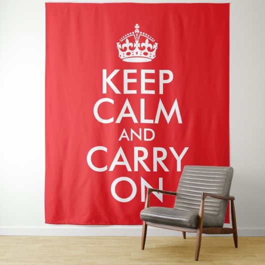 赤と白Keep Calm and Carry On タペストリー (インサイチュ)