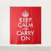 赤と白Keep Calm and Carry On タペストリー (正面)