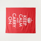赤と白Keep Calm and Carry On タペストリー (正面(横))