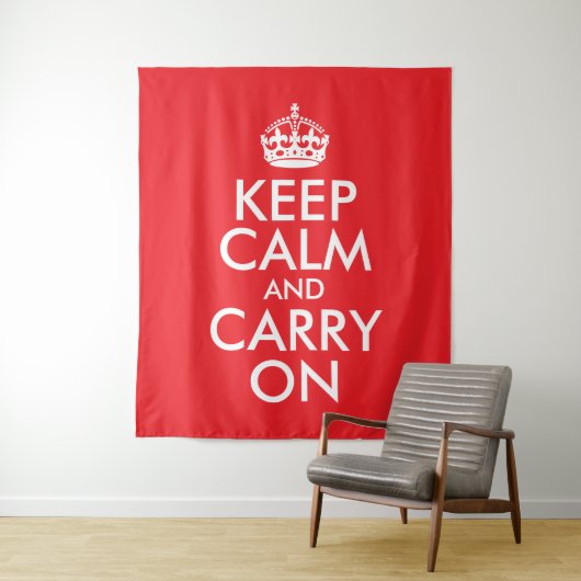 赤と白Keep Calm and Carry On タペストリー (インサイチュ)