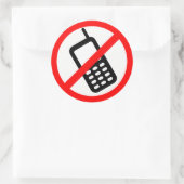赤と白No携帯電話/No Talk/No文字シール ラウンドシール (バッグ)
