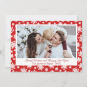 赤と白Snowflake Christmas Photo シーズンカード (正面)
