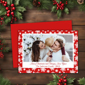 赤と白Snowflake Christmas Photo シーズンカード