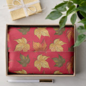 赤と秋の色の葉のパターン 薄葉紙 (ギフト)