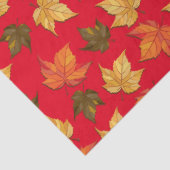 赤と秋の色の葉のパターン 薄葉紙 (詳細)