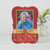 赤と第65回フォト誕生日招待状 招待状 (スタンド正面)