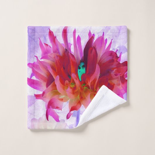 赤と素晴らし熱ピンクサボサボダリア ウォッシュタオル (ウォッシュタオル)