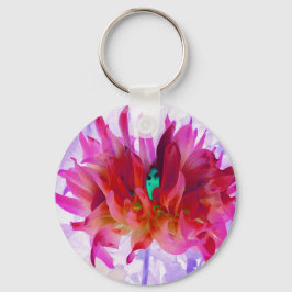 赤と素晴らし熱ピンクサボサボダリア キーホルダー