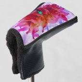 赤と素晴らし熱ピンクサボサボダリア ゴルフヘッドカバー (3/4 正面)