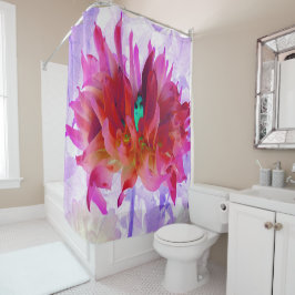 赤と素晴らし熱ピンクサボサボダリア シャワーカーテン