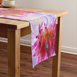 赤と素晴らし熱ピンクサボサボダリア ショートテーブルランナー