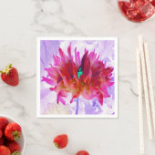 赤と素晴らし熱ピンクサボサボダリア スタンダードカクテルナプキン (インサイチュ)