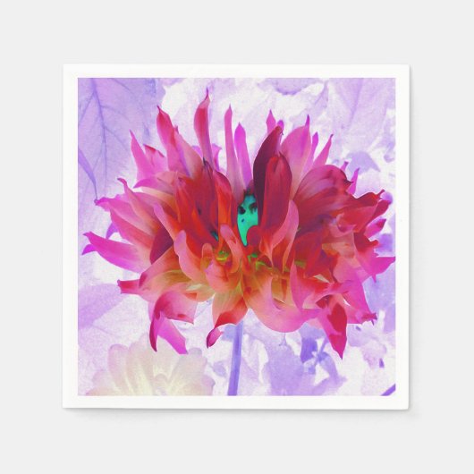赤と素晴らし熱ピンクサボサボダリア スタンダードカクテルナプキン (正面)