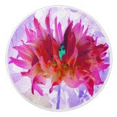 赤と素晴らし熱ピンクサボサボダリア セラミックノブ (正面)