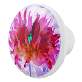 赤と素晴らし熱ピンクサボサボダリア セラミックノブ