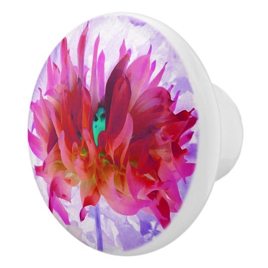 赤と素晴らし熱ピンクサボサボダリア セラミックノブ (右)