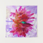 赤と素晴らし熱ピンクサボサボダリア タペストリー (正面(横))