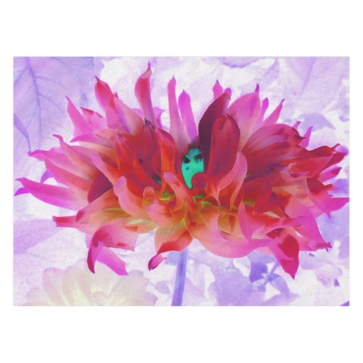 赤と素晴らし熱ピンクサボサボダリア テーブルクロス (正面(横))