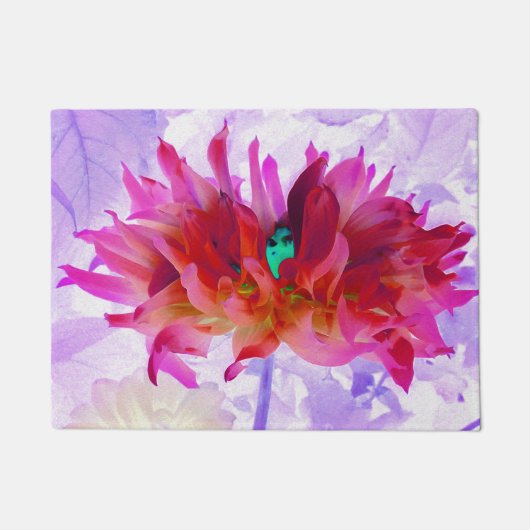 赤と素晴らし熱ピンクサボサボダリア ドアマット (正面)
