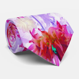 赤と素晴らし熱ピンクサボサボダリア ネクタイ