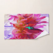 赤と素晴らし熱ピンクサボサボダリア ハンドタオル (ハンドタオル)