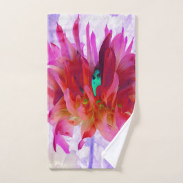 赤と素晴らし熱ピンクサボサボダリア ハンドタオル