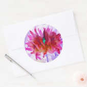 赤と素晴らし熱ピンクサボサボダリア ラウンドシール (封筒)